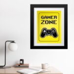 Quadro Gamer Zone Amarelo - 60x48 Cm