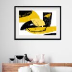 Quadro Horizontal Abstrato Amarelo e Preto - 60X48 Cm