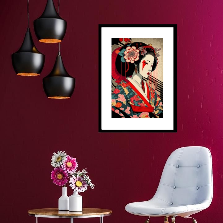 Quadro Japonês Gueixa - 60x48 Cm