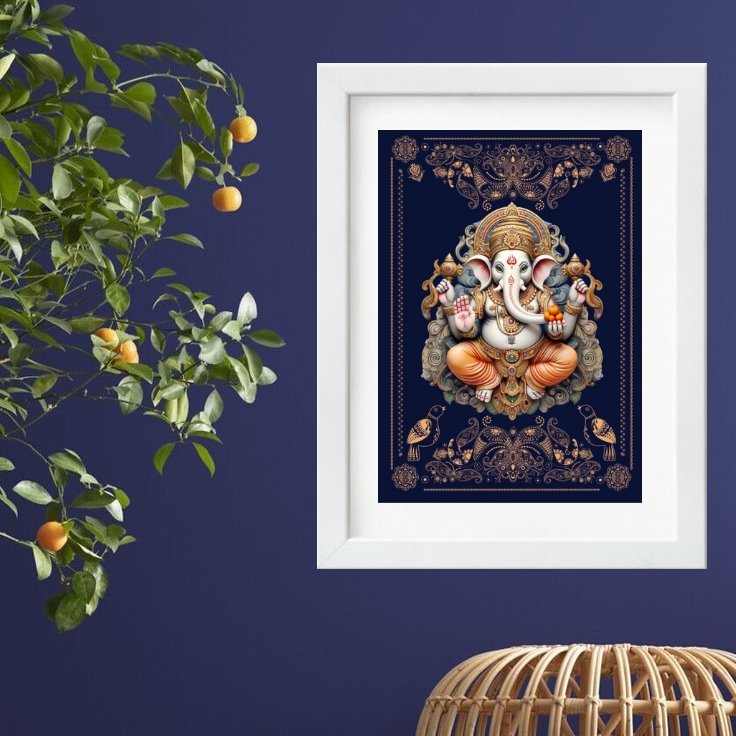 Quadro Lord Ganesha - 60x48 Cm