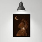 Quadro Místico Arte Índia Lua