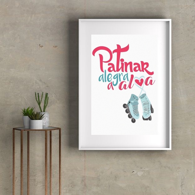 Quadro Patins Frase - 60x48 Cm