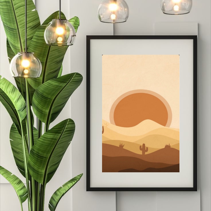 Quadro Sol Deserto Boho - 60x48 Cm