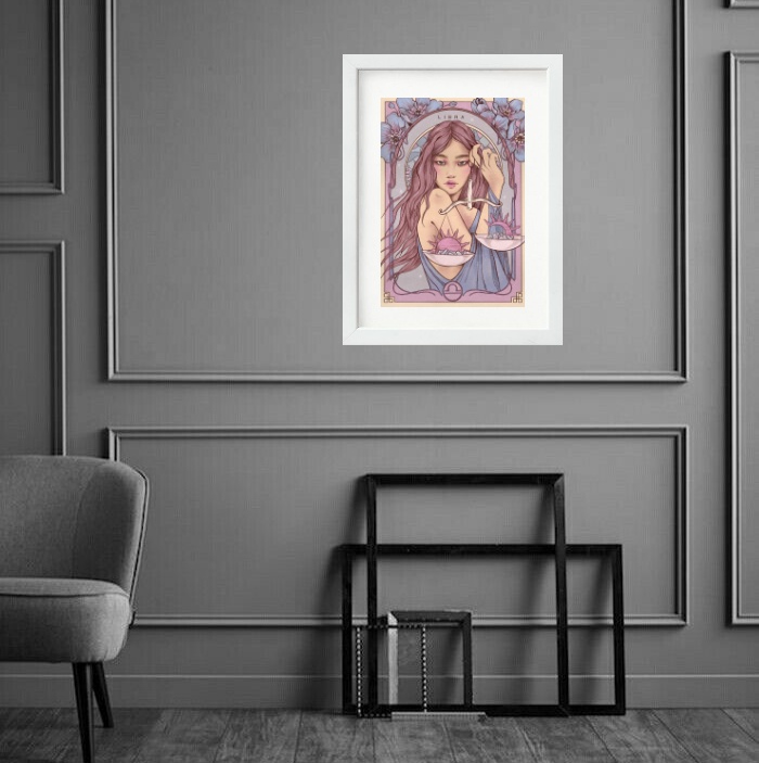 Quadro Vintage Signo Libra - 60x48 Cm