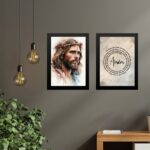 Kit 2 Quadros Jesus Aquarela - Pai Nosso