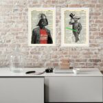 Kit 2 Quadros Vintage Yoda e Vader