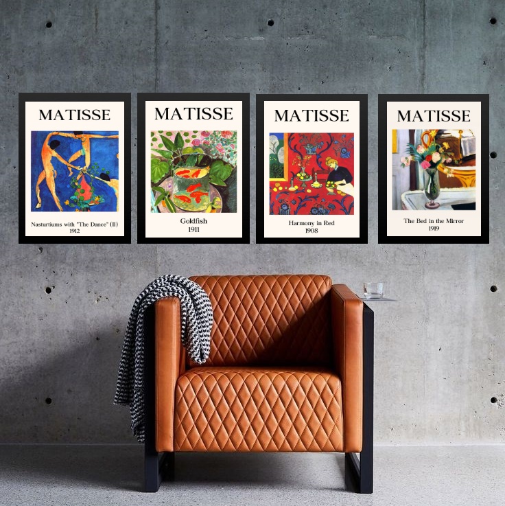 Kit 4 Quadros Vintage Posters Matisse