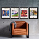 Kit 4 Quadros Vintage Posters Matisse Colorido