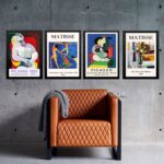 Kit 4 Quadros Vintage Posters Matisse e Picasso