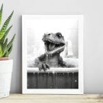 Quadro Banheiro Infantil - Dinossauro