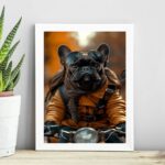 Quadro Bulldog Francês Motociclista