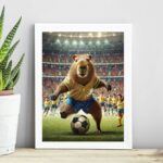 Quadro Capivara Jogando Futebol