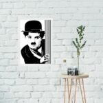 Quadro Charlie Chaplin Abstrato Preto e Branco B