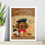 Quadro Cozinha Dachshund - Pão e Vinho