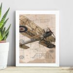 Quadro Esboço Avião Vintage