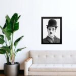 Quadro Charlie Chaplin Abstrato Preto e Branco