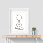 Quadro Minimalista Yoga Bonequinho - 60X48 Cm