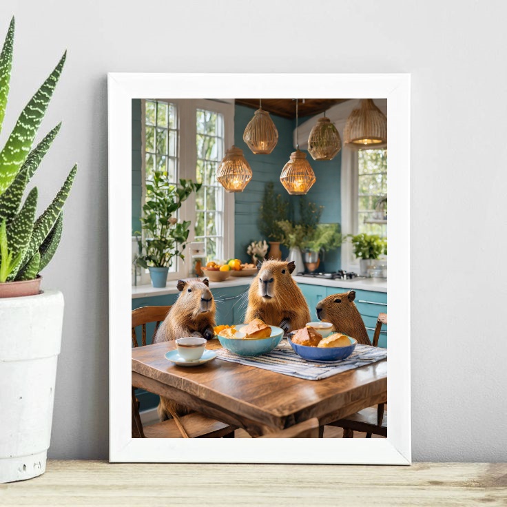 Quadro Para Cozinha - Família Capivaras