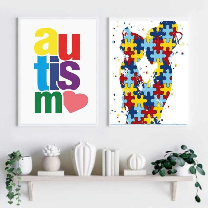 Kit 2 Quadros Autismo - Mãe e Filho B