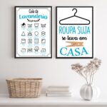 Kit 2 Quadros Lavanderia Soft - Azul