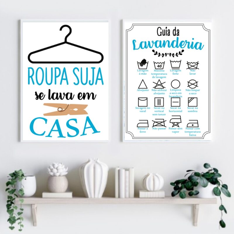 Kit 2 Quadros Lavanderia Soft - Azul B