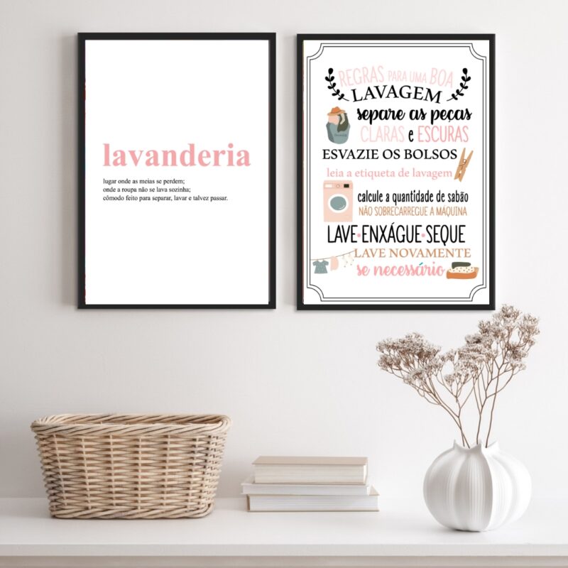 Kit 2 Quadros Lavanderia Soft - Rosa B