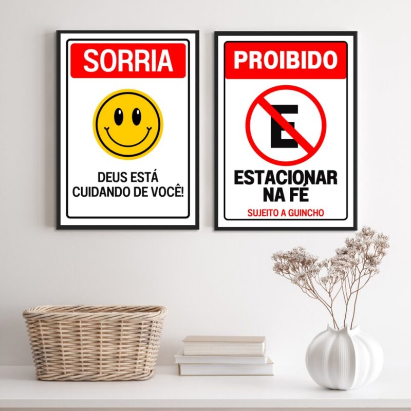 Kit 2 Quadros Placas Cristãs - Fé