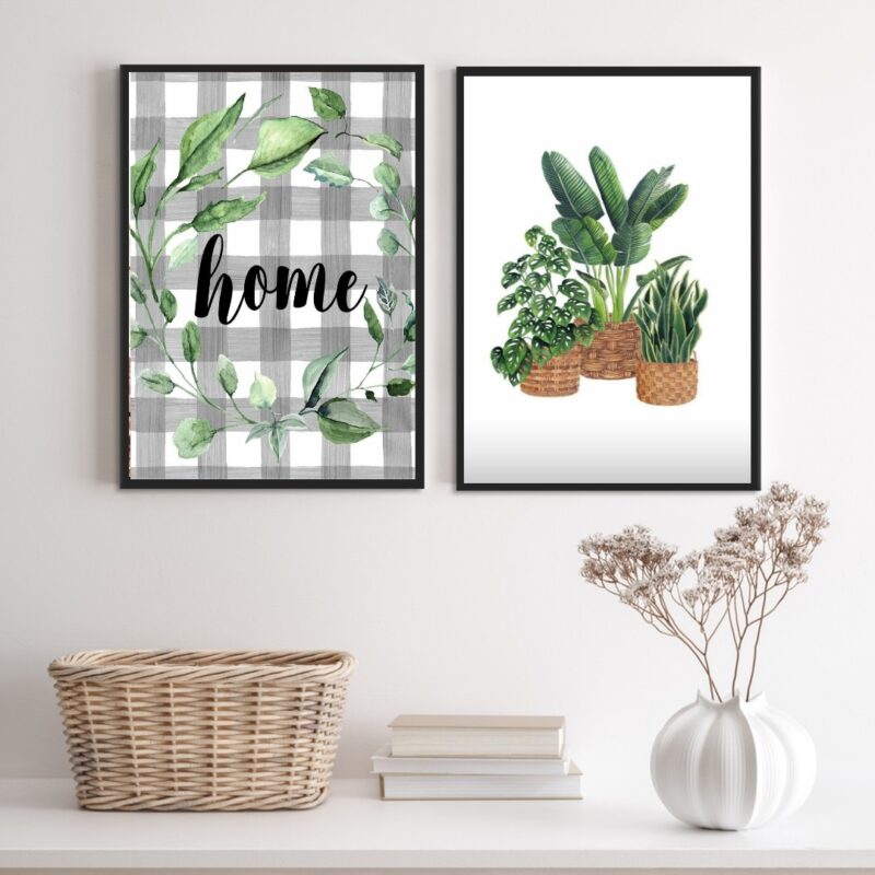 Kit 2 Quadros Plantas - Home