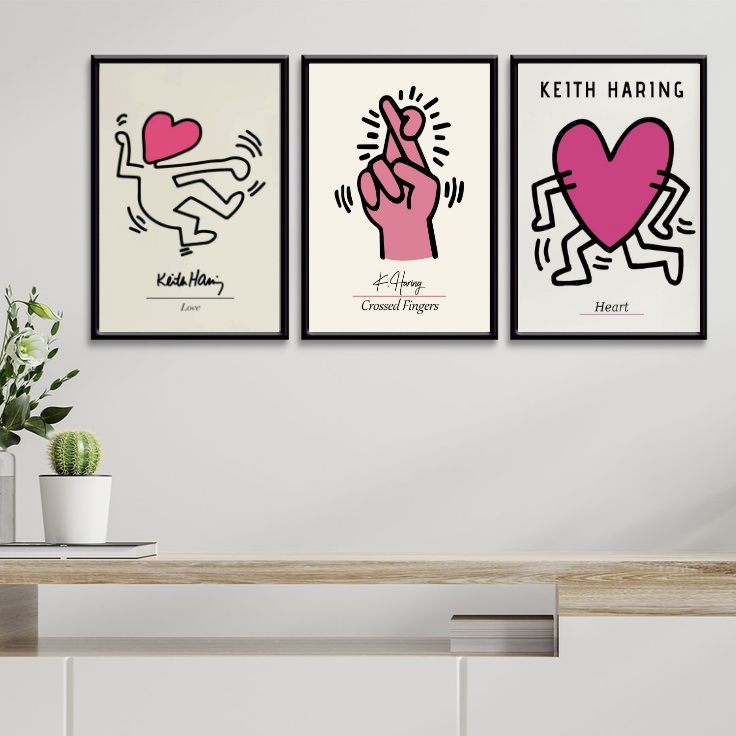 Kit 3 Quadros Keith Haring - Sorte No Amor