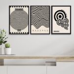 Kit 3 Quadros Posters Bauhaus - Preto e Branco