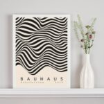 Quadro Bauhaus Ondas Bege Com Preto