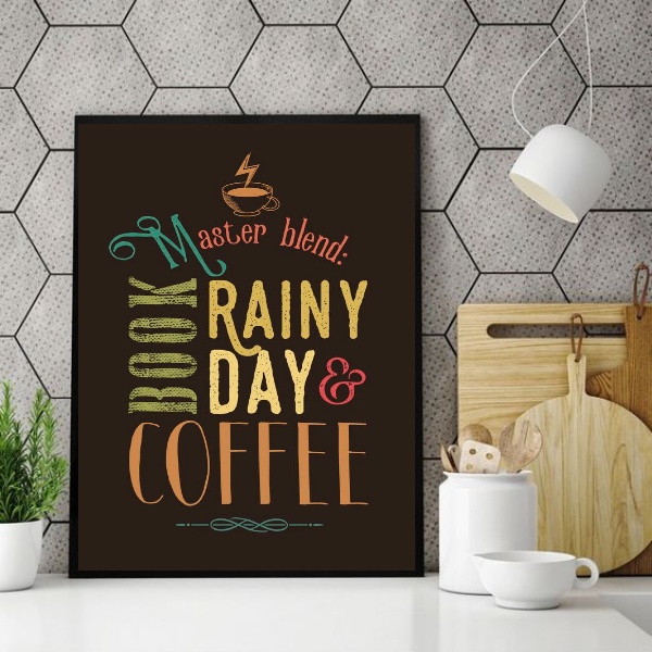 Quadro Book Rainy Day e Coffee