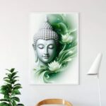 Quadro Buda Com Flor De Lotus - Verde