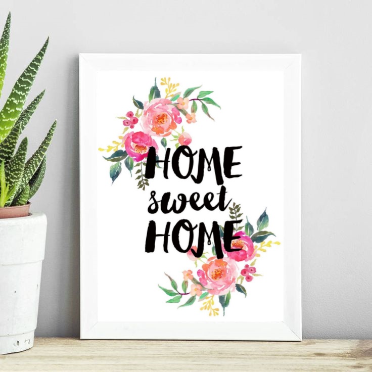 Quadro Home Sweet Home - Aquarela