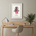 Quadro Keith Haring Crossed Fingers Rosa - 60x48 Cm