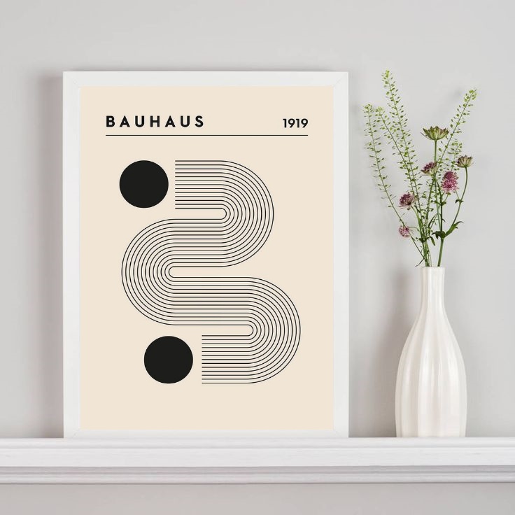 Quadro Poster Bauhaus Minimalista Bege