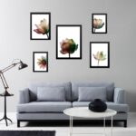 Composição 5 quadros Flores Claras Modernas