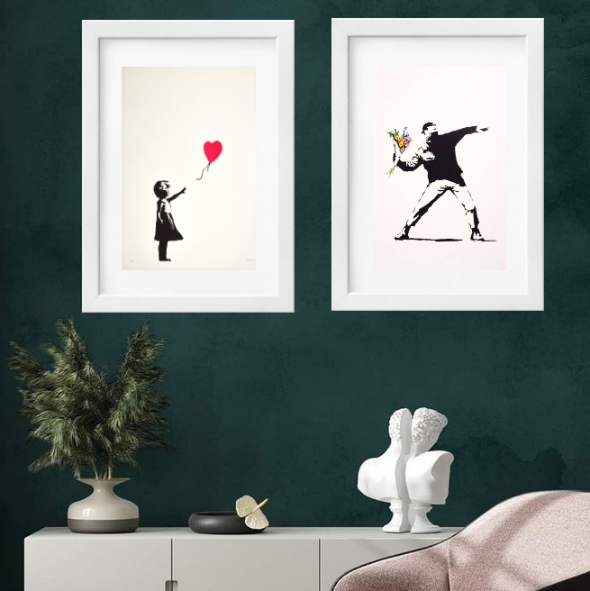 Kit 2 Quadros Arte Banksy - 60x48 Cm