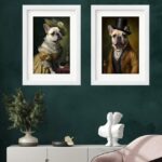 Kit 2 Quadros Casal Bulldogs Franceses - 60x48 Cm