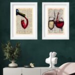 Kit 2 Quadros Vinho Tinto e Vinho Branco - 60x48 Cm