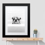 Quadro Banheiro Bulldog Inglês - 60x48 Cm