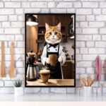 Quadro Decorativo Café Gatinho Barista