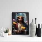 Quadro Decorativo Jesus Com Flores