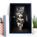 Quadro Divertido Banheiro Husky Siberiano