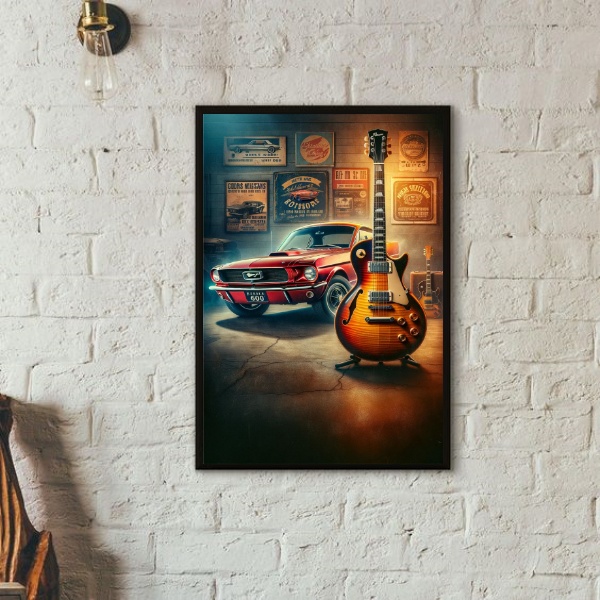 Quadro Garagem - Guitarra e Carro