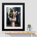 Quadro Grande Banheiro Pug- 60x48 Cm