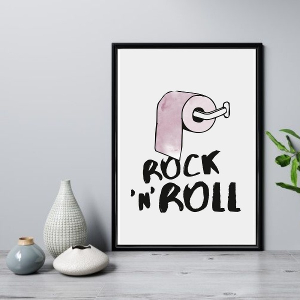 Quadro Para Banheiro Rock N Roll