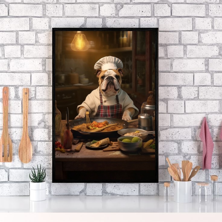 Quadro Para Cozinha Cão Bulldog Inglês