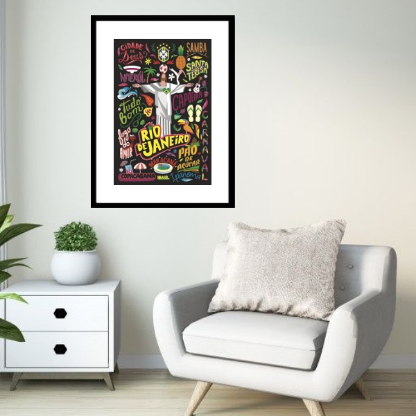 Quadro Poster Rio De Janeiro - 60x48 Cm