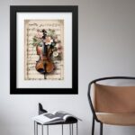 Quadro Vintage Violino Flores - 60X48 Cm